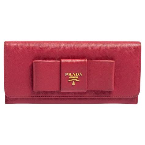 prada bow detail continental leather wallet